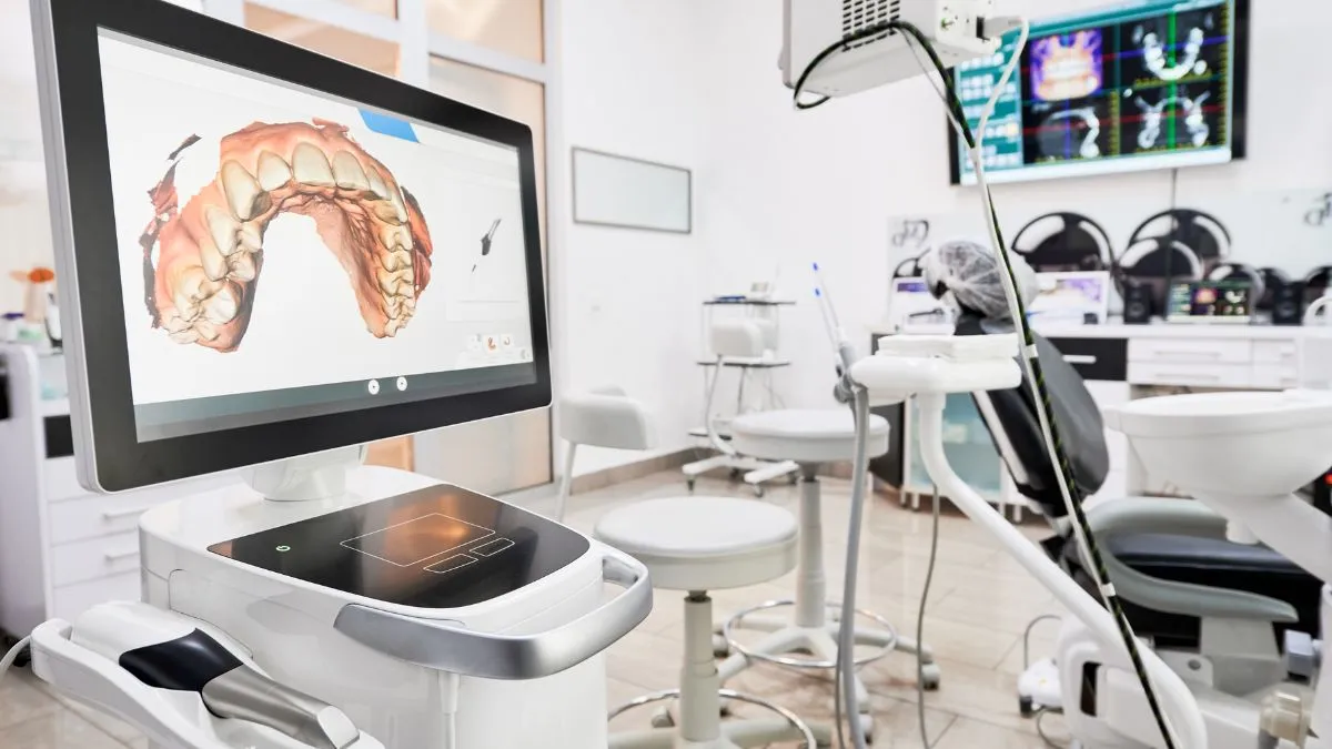 Scanner intraorale per impronta digitale dentale in studio moderno